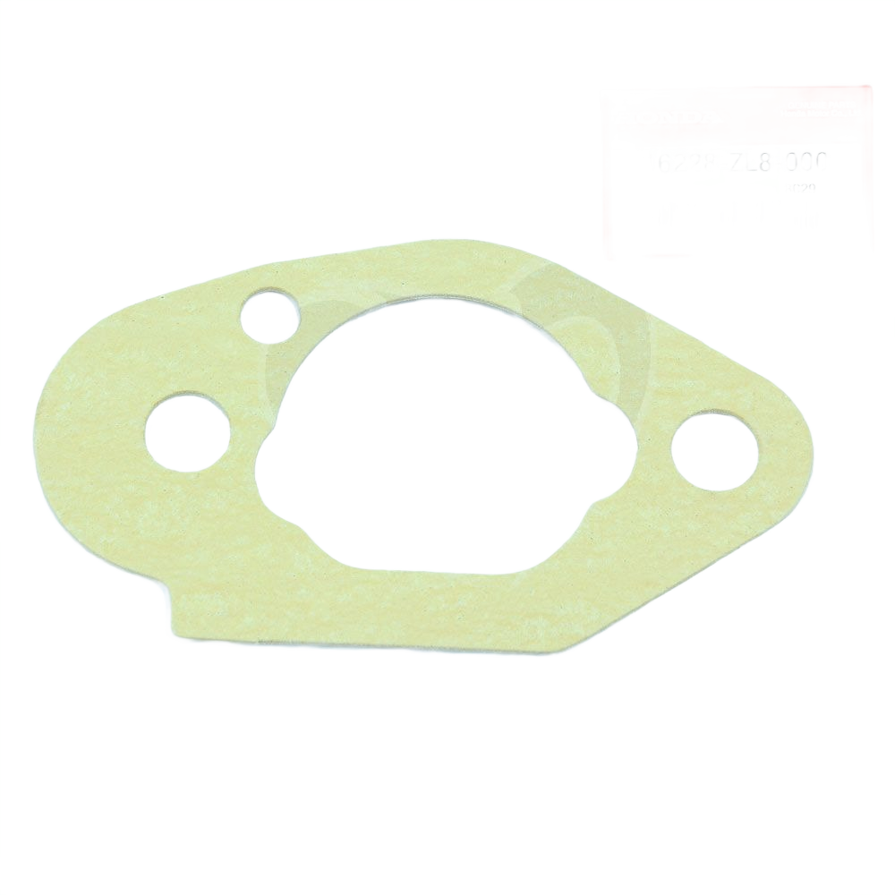 Light beige gasket with multiple openings, designed for sealing engine parts in automotive and home improvement tasks