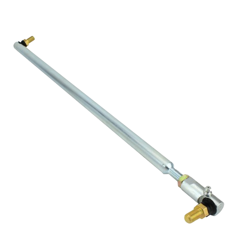 Metal tie rod assembly with threaded ends and brass fittings for tools and home improvement tasks