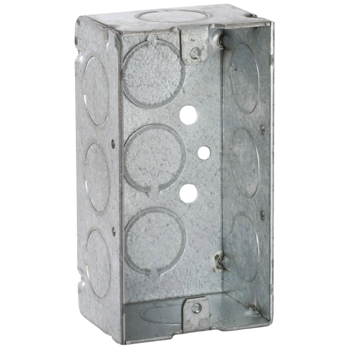 Galvanized steel electrical box with multiple knockout holes for switches and outlets in home improvement collections