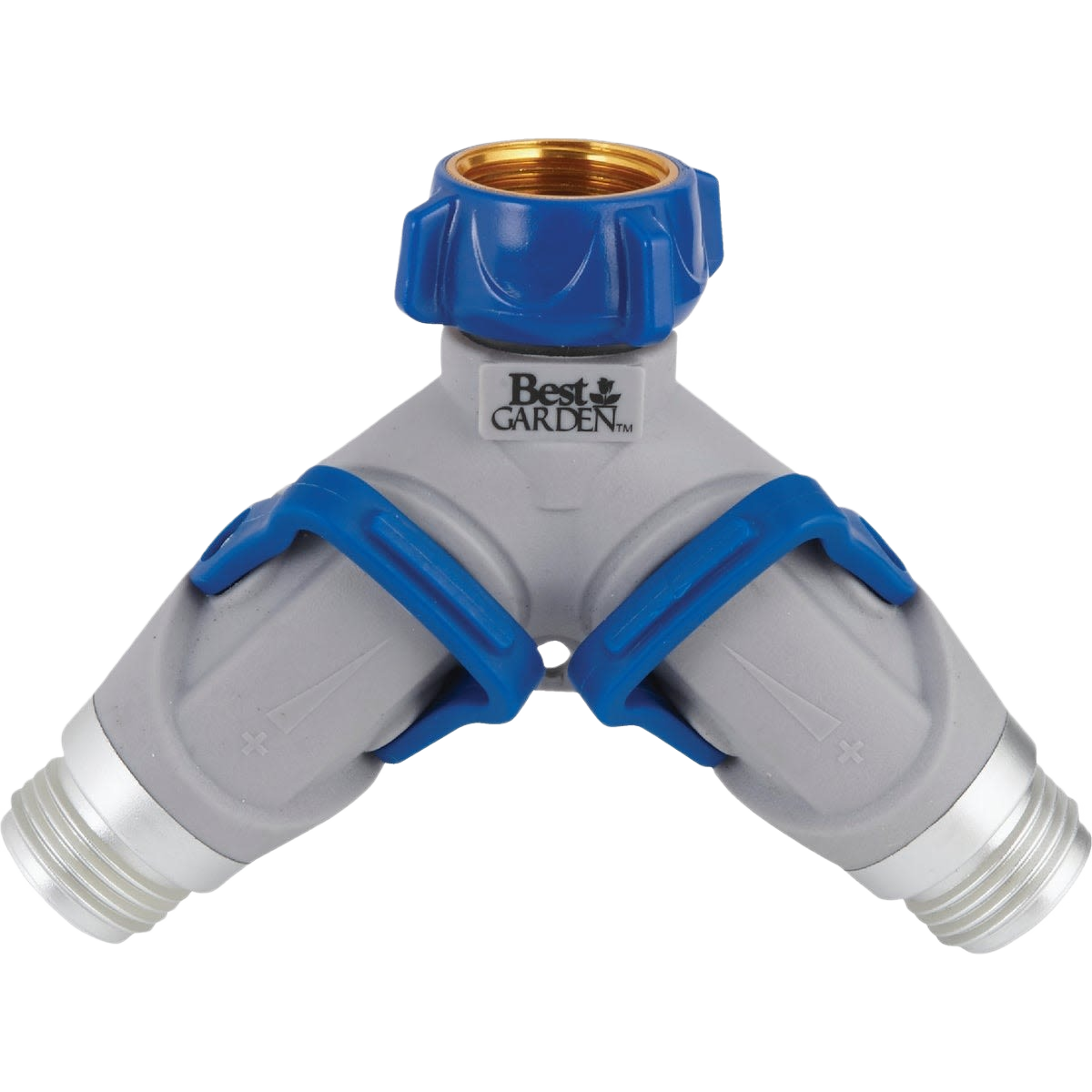 Plastic dual Y-hose connector with shutoff valves for watering and irrigation in lawn and garden collections under $50