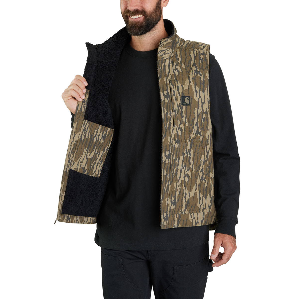 Carhartt Rugged Flex™ Duck Camo Mock-Neck Vest - Mossy Oak Bottomland Camo, Large