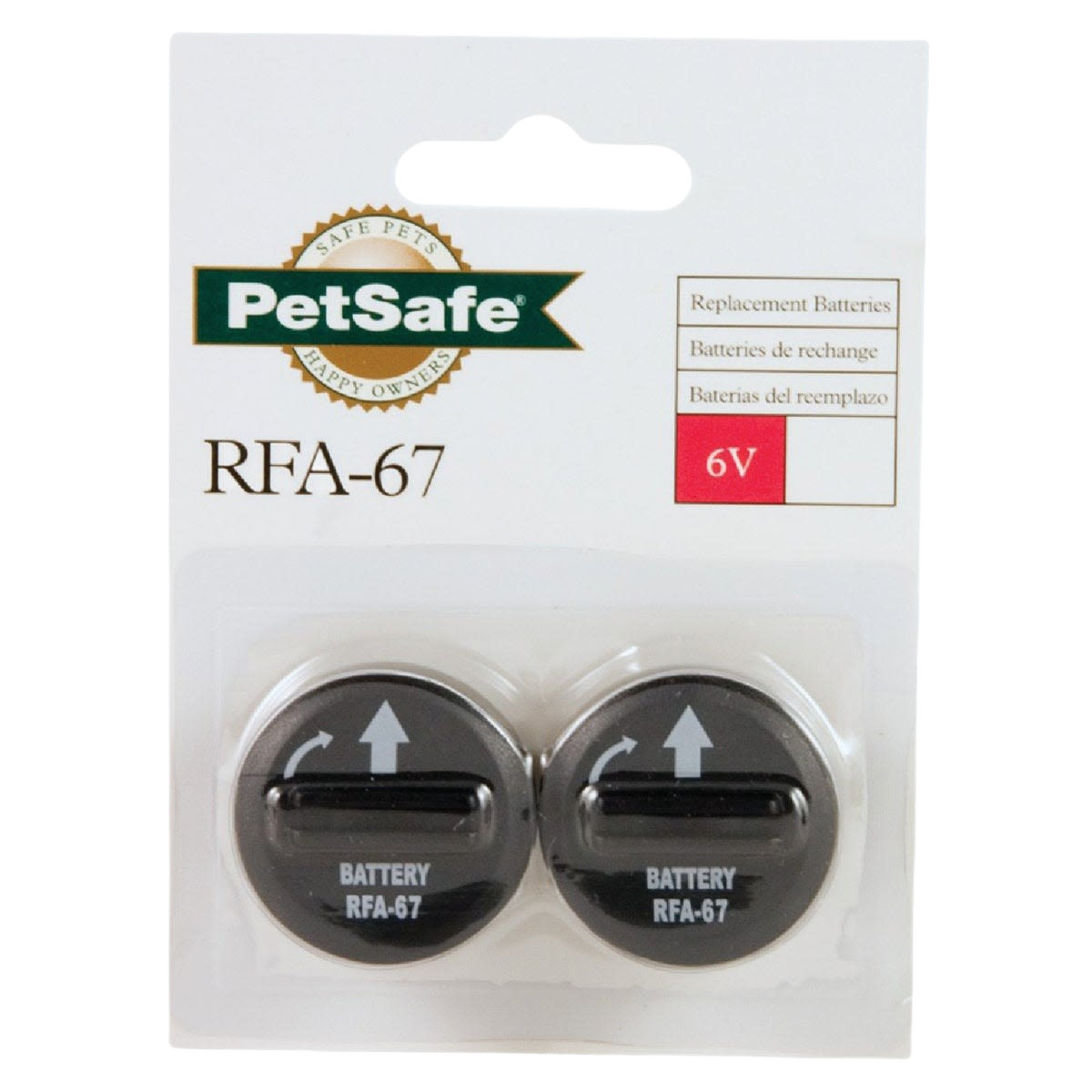 Two black 6V replacement coin cell batteries for home improvement and pet safety devices in blister packaging