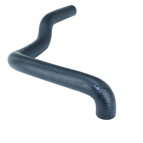 Curved black radiator hose with textured surface for automotive cooling system and home improvement use