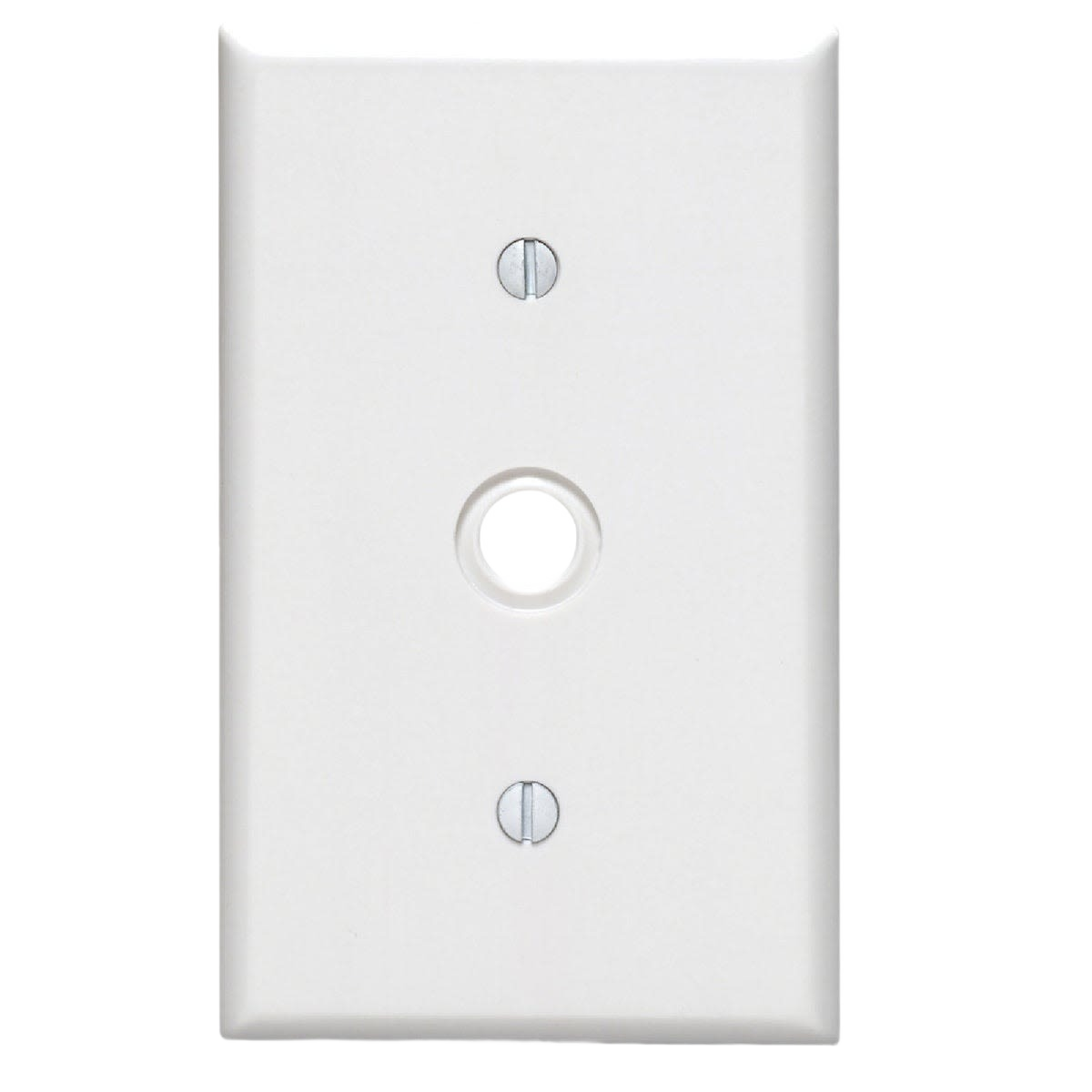 White plastic telephone cable wall plate with a 1-gang design for home improvement and wiring projects