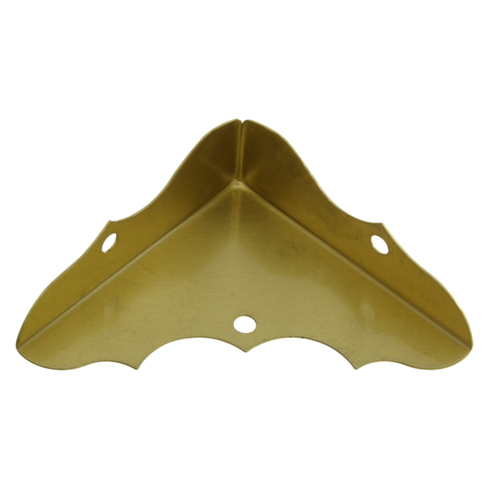 Brass decorative corner protector with mounting holes for reinforcing furniture corners in building hardware collection under $50