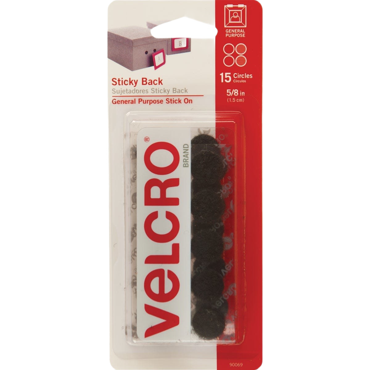 VELCRO Brand Black Hook & Loop Discs, 15 Pack