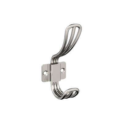 Polished nickel double prong wall hook for bathroom or storage organization under $50 in home accessories