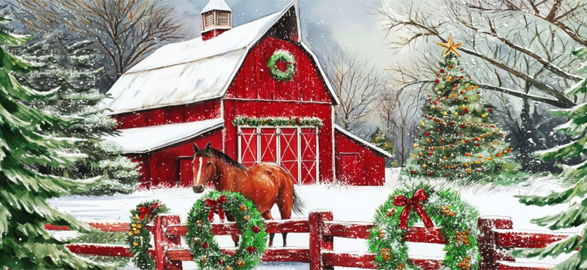 Tremont Floral Doormat Insert, Red Barn w/Horse