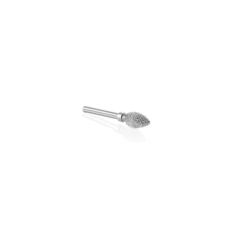 Coarse flame-shaped metal burr with 1/8 inch shaft for detailed tool and home improvement work