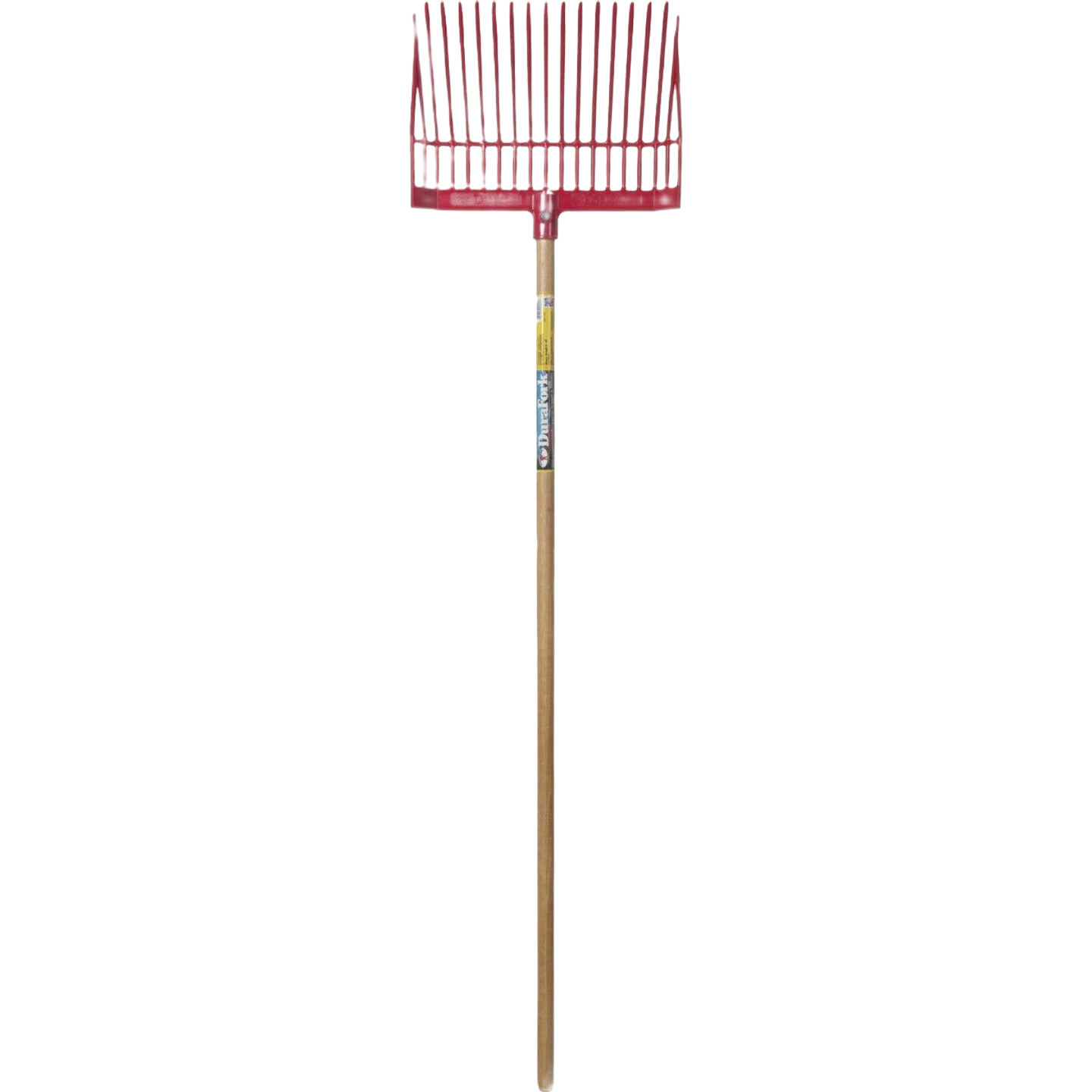 Wood-handled garden fork with bright pink plastic tines designed for yard and home improvement tasks
