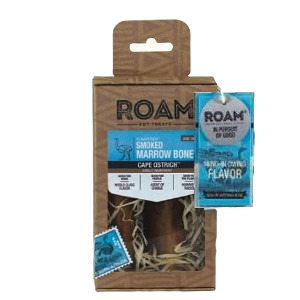 Roam smoked ostrich marrow dog bones in cardboard packaging for pet treats and dog supplies under $50 collection