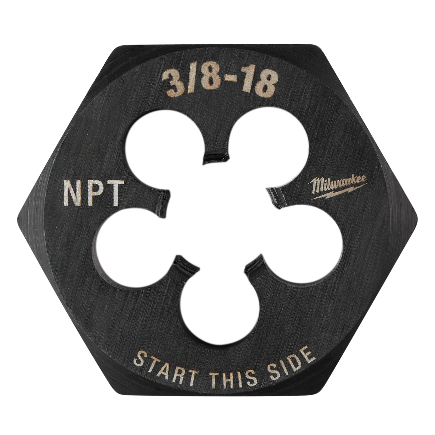 Hex-shaped threading die with laser-etched size markings for tool accessories and home improvement use under $50