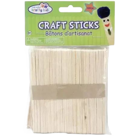 Pack of natural wooden craft sticks for kids' creative projects and home improvement crafting tasks