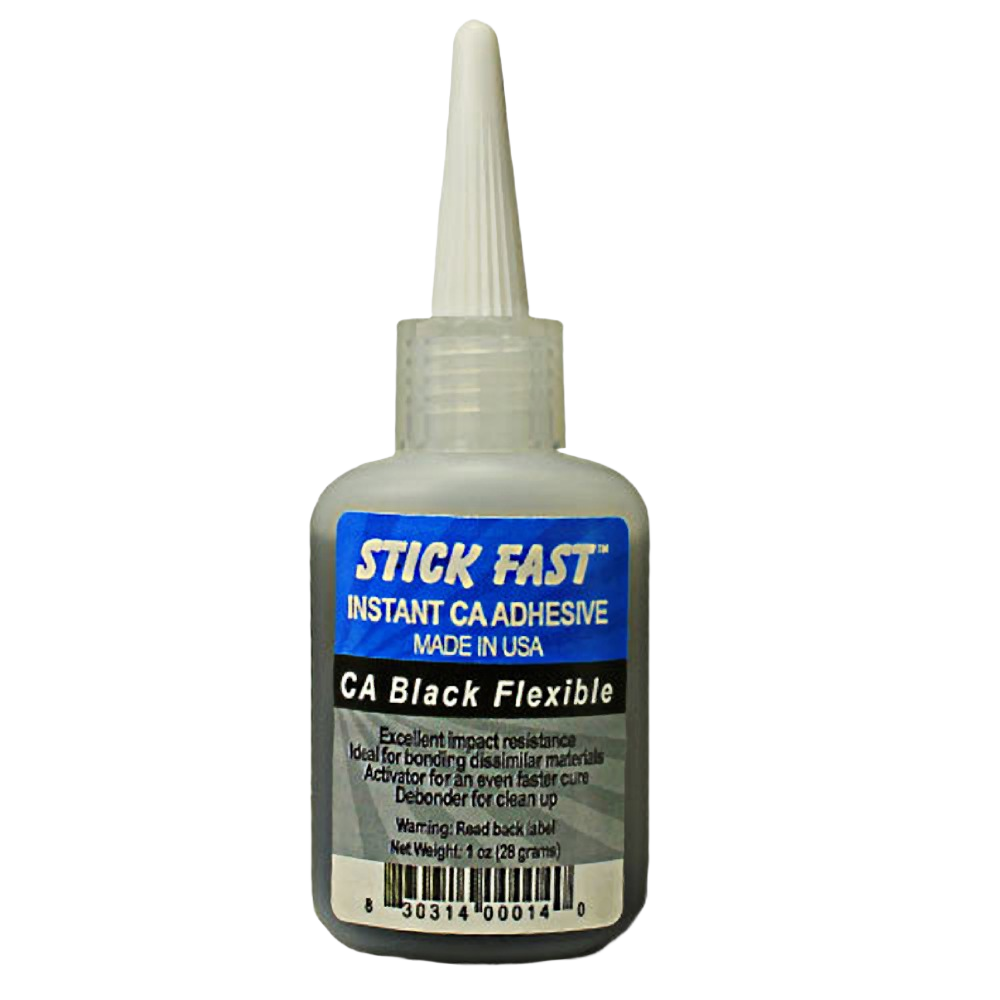 1 ounce bottle of black flexible CA glue for woodturning, part of glue and adhesives under $50 collection