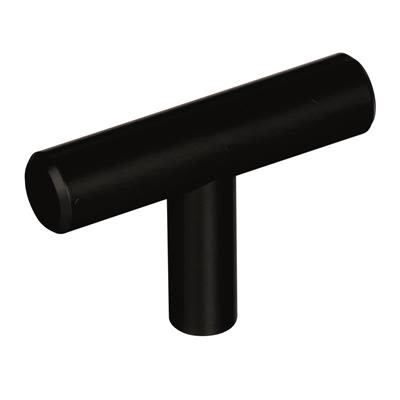 Matte black bronze bar pull handle with cylindrical shape for modern cabinet hardware and home improvement.