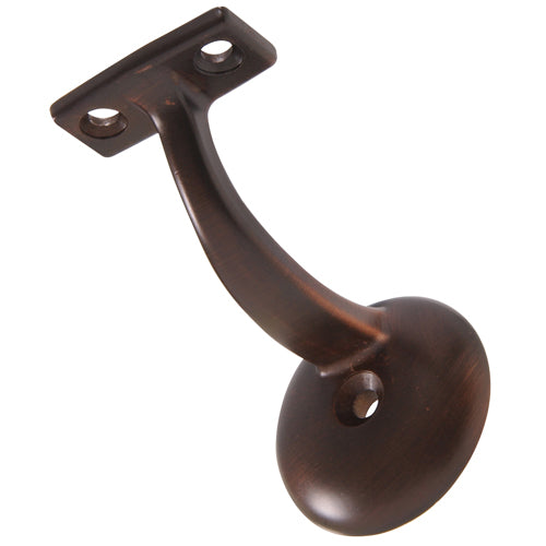Antique bronze handrail bracket with two mounting holes for hardware and home improvement fasteners collections