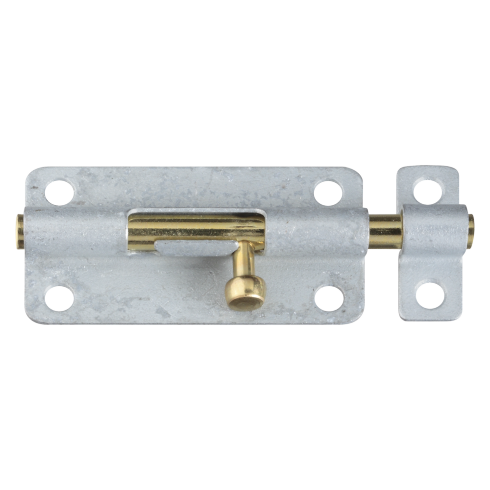 Galvanized steel door barrel bolt with brass sliding latch for door and gate accessories in hardware collections under $50