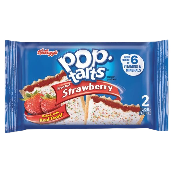Blue package of Frosted Strawberry Pop-Tarts with two pastries, in Chips & Snacks and Food & Beverage collections under $50