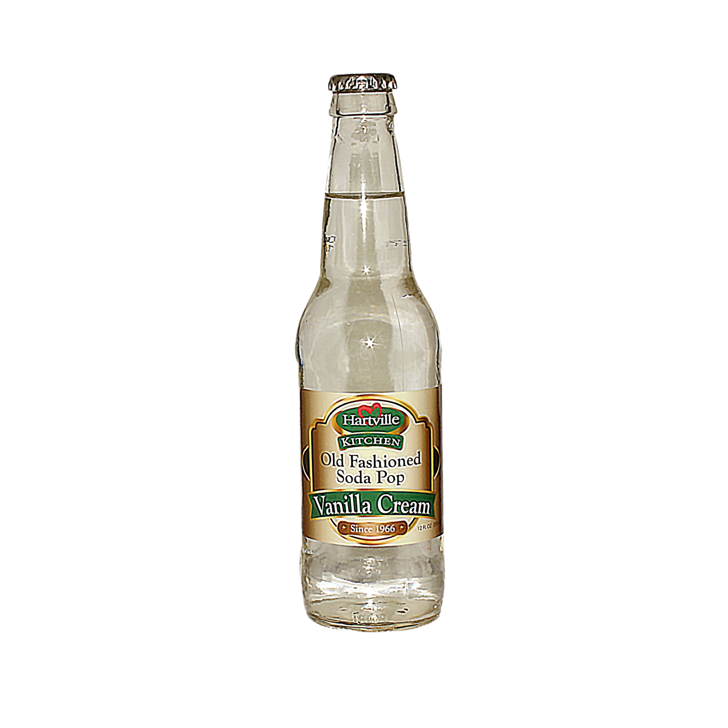 Hartville Kitchen Vanilla Cream Soda bottle, classic old fashioned flavor in 12 oz, from Hartville Soda Pop collection