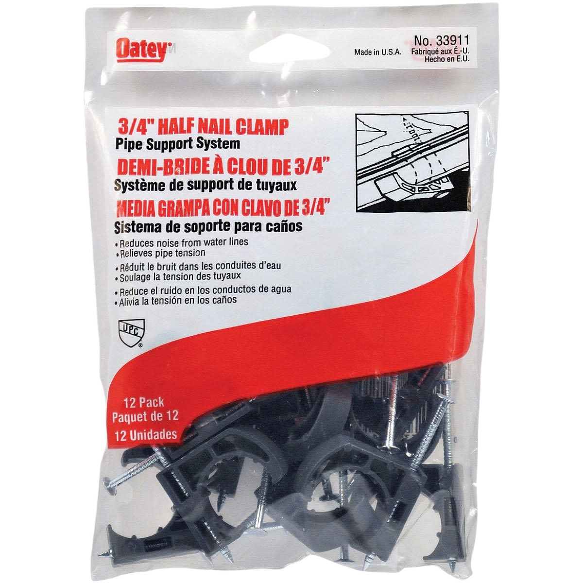 Pack of 12 plastic pipe half clamps with nails for secure support and noise reduction in plumbing accessories under $50 collections