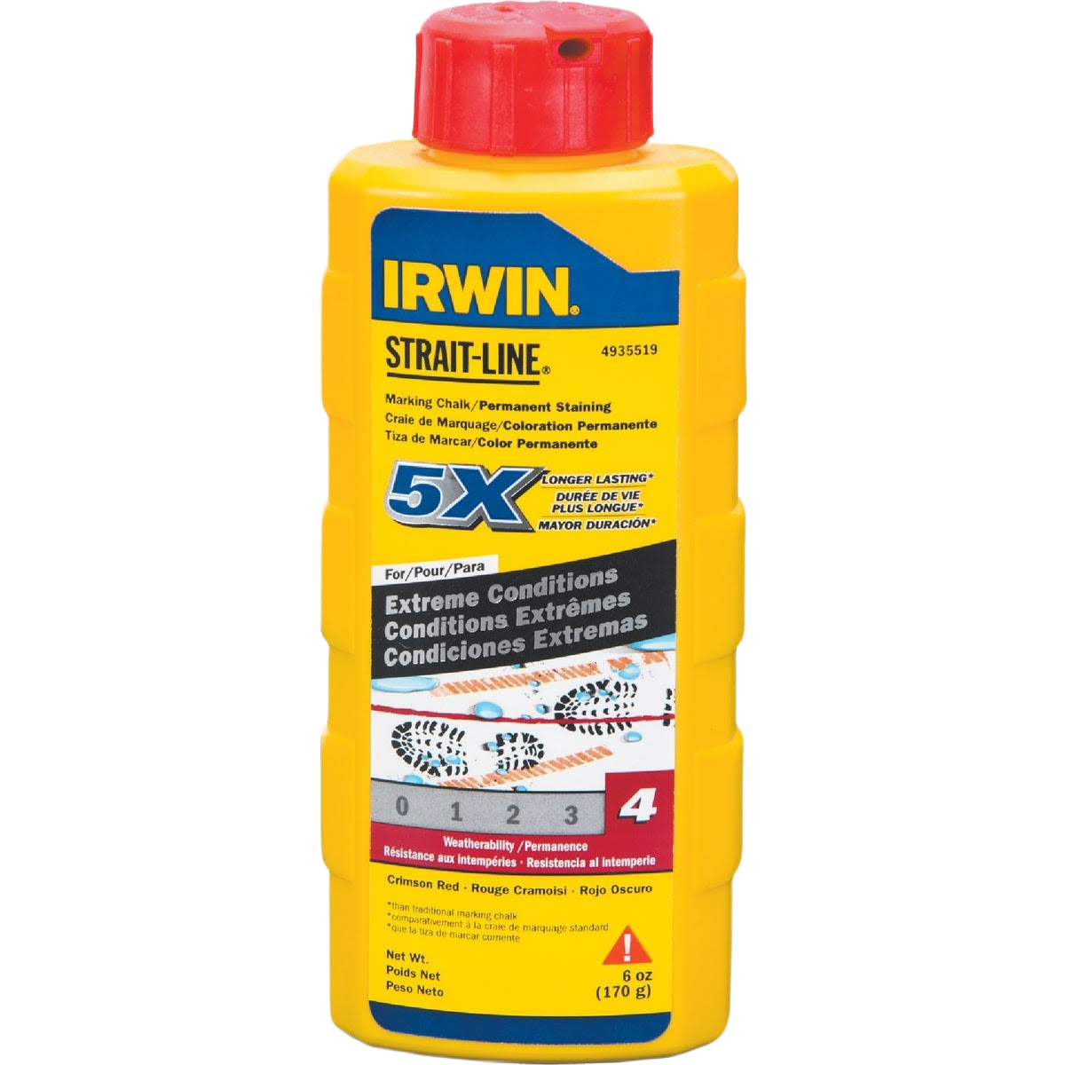 Yellow container of red permanent staining chalk for chalk lines in woodworking and measuring tools under $50 collections
