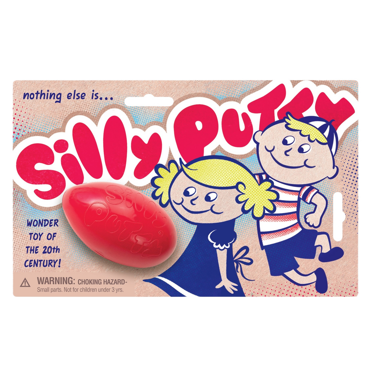 Retro-style packaged red silly putty toy with cartoon children on card in toys and games collection under $50