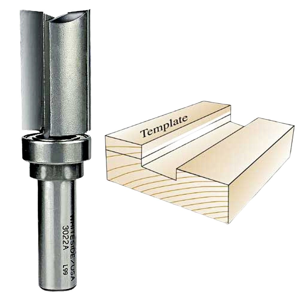 High-quality straight template router bit with 1/2 inch shank for precise woodworking in tool accessories and drill bits collections