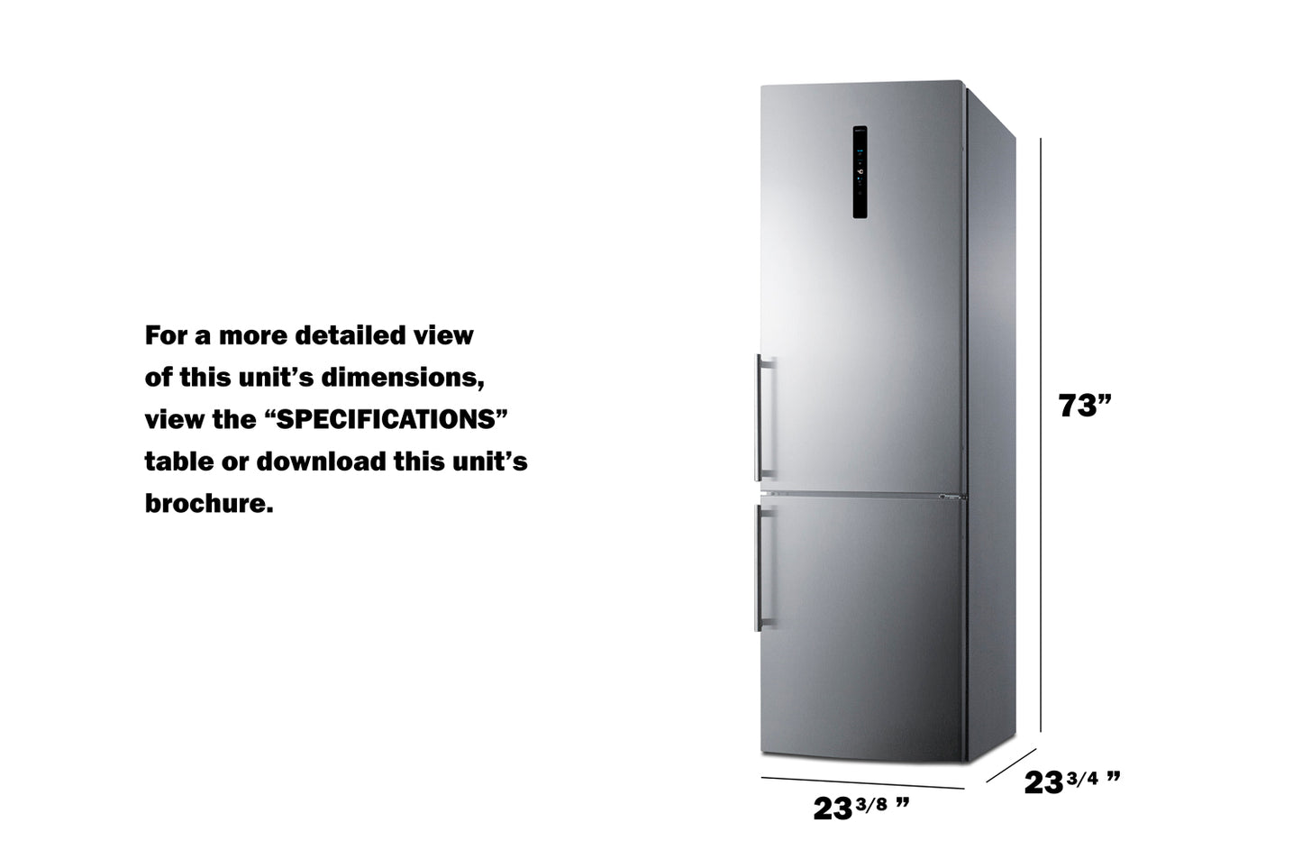 24" Wide Bottom Freezer Refrigerator with Icemaker