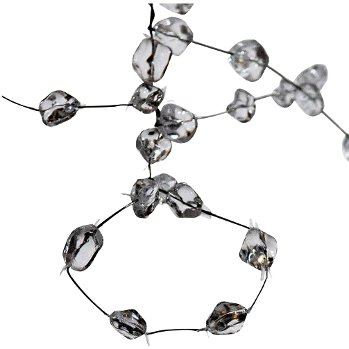 Clear plastic garland featuring ice-shaped wire beads for decorative use in seasonal and home improvement projects