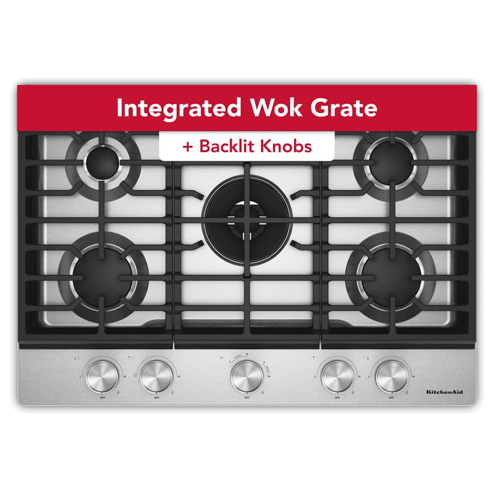 KitchenAid® 30 in. Gas Cooktop with 5 Burners and Integrated Wok Grate