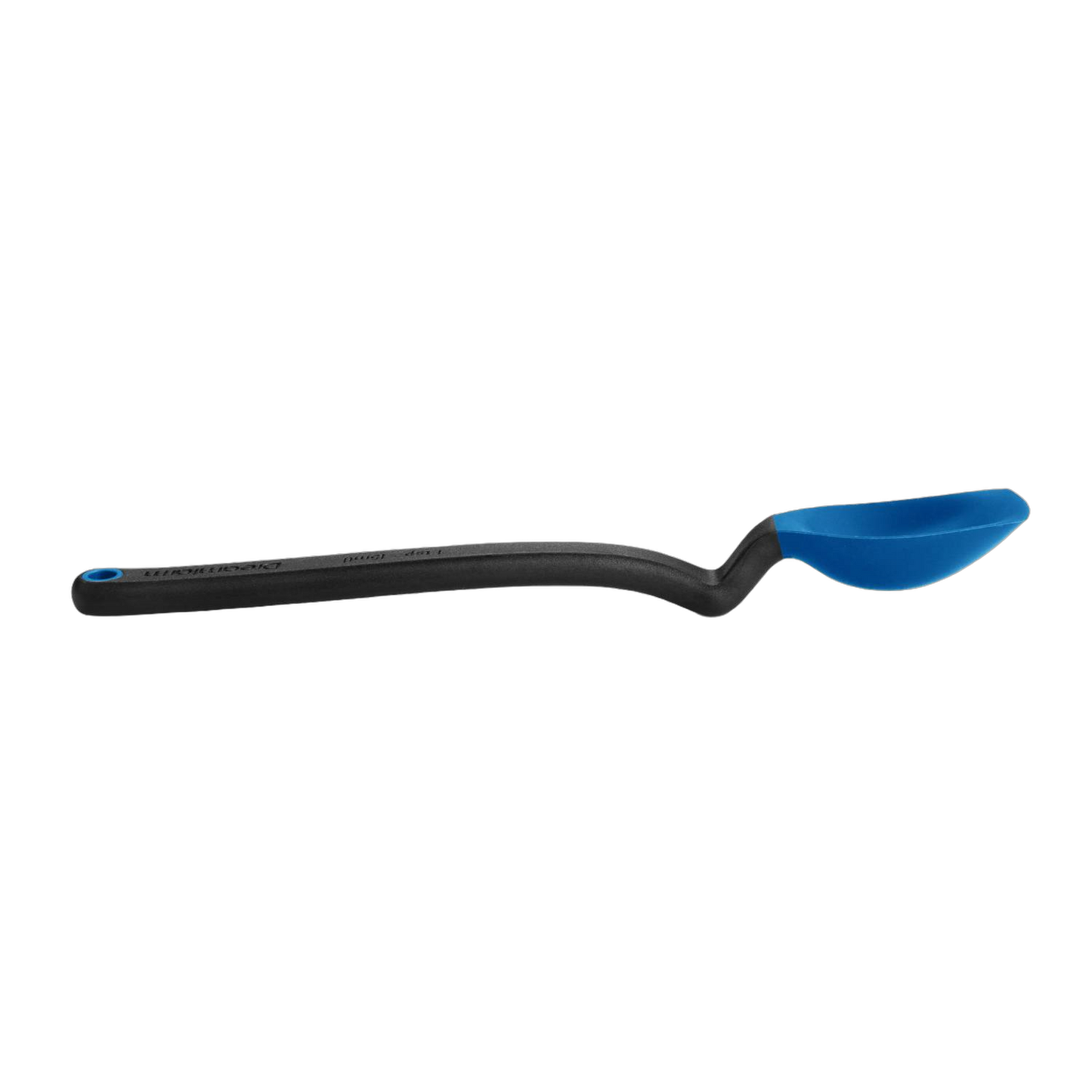 Flexible spoon with angled black handle and blue silicone scraping head for kitchen utensils and cooking tools under $50 collections