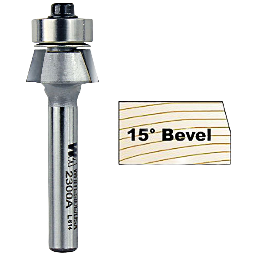 Whiteside 15-degree edge bevel router bit with bearing guide, ideal for woodworking and tool accessories under $50 collection