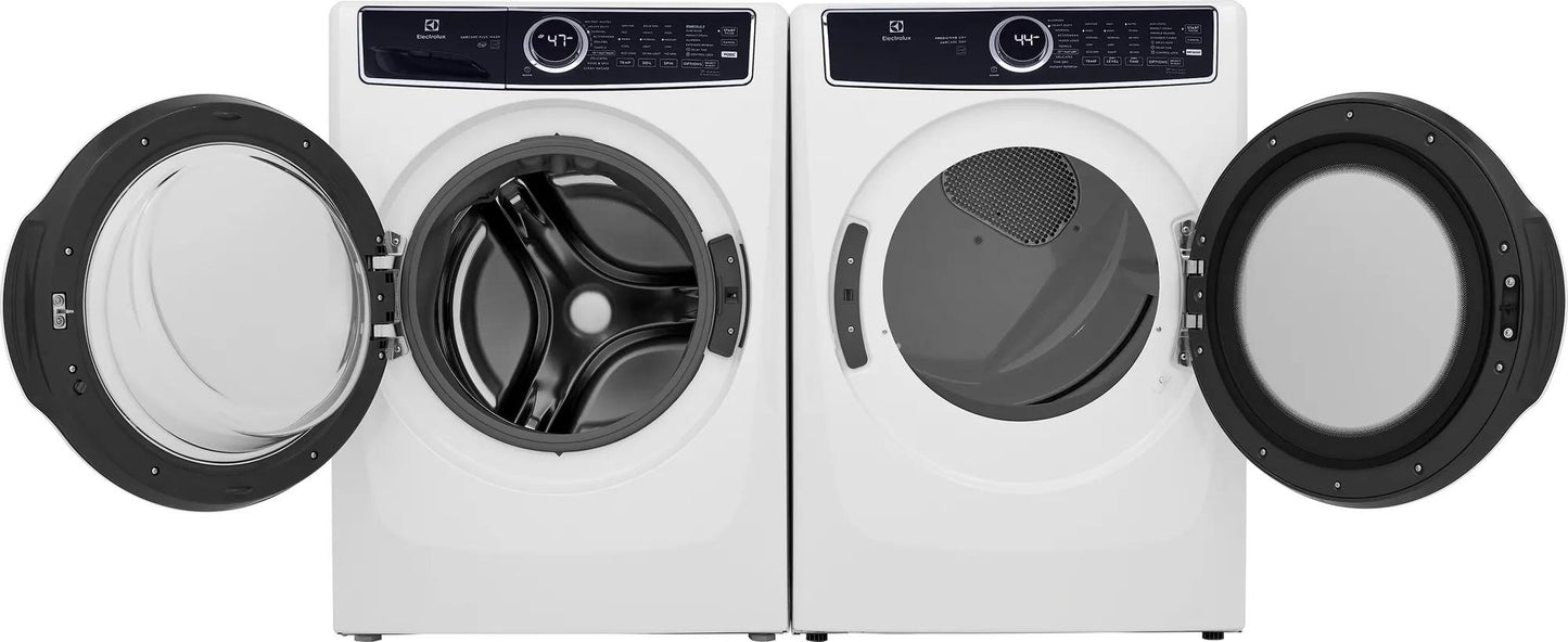White front load washer and gas dryer with open doors and digital controls in Dryers, Appliances, and Washers & Dryers collections