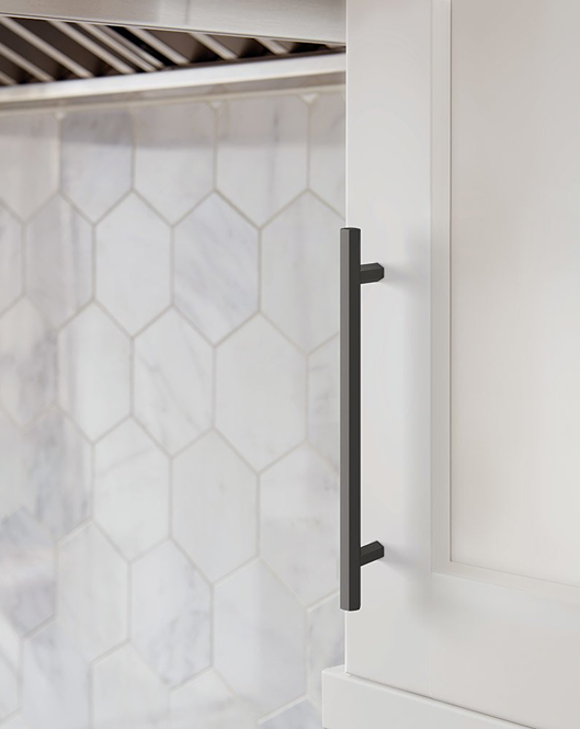 Matte black modern cabinet pull with geometric style for home improvement and furniture accessories under $50 collection