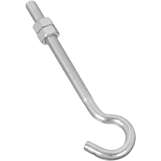 Zinc-plated 5-inch hook bolt with threaded shaft and nut, suitable for hardware, fasteners, and home improvement projects under $50