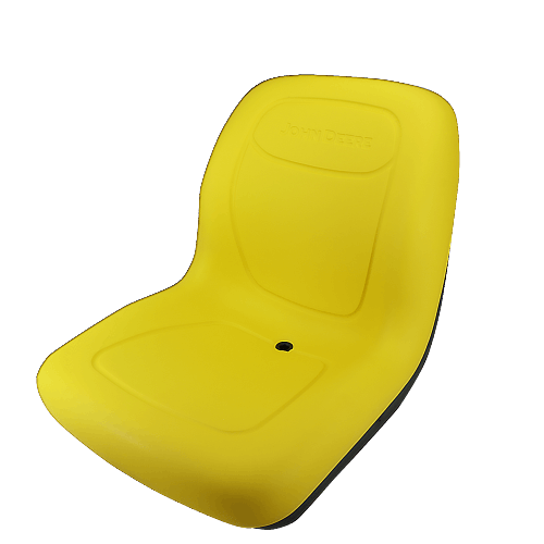 Bright yellow durable seat designed for John Deere equipment in automotive and tractor parts collections