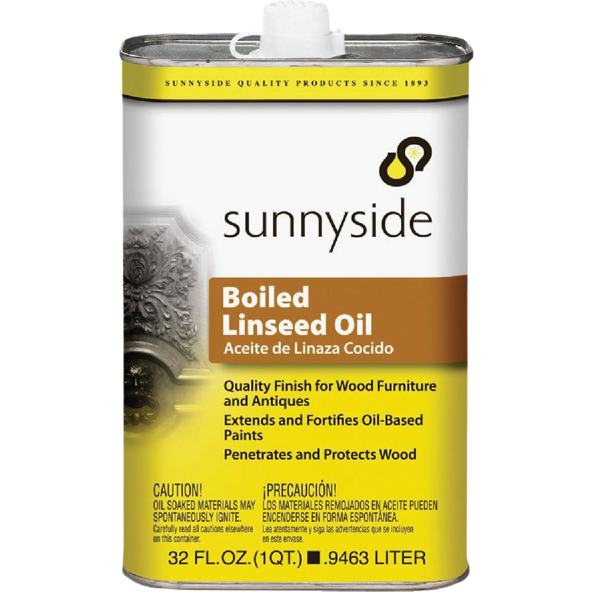 Sunnyside boiled linseed oil in metal can for wood finishing and protection in paint and supplies under $50 collections