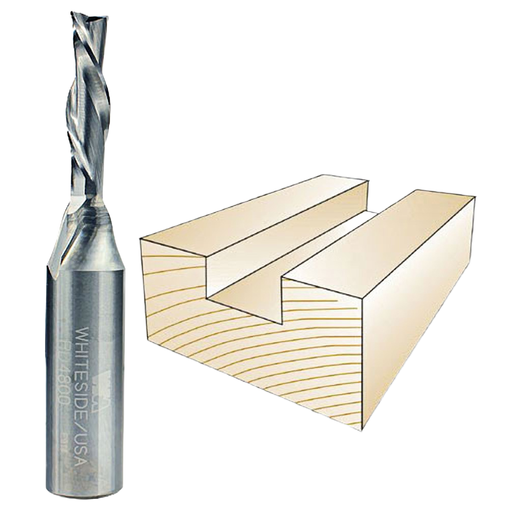 Spiral downcut router bit for clean, chip-free grooves in woodworking featured in tool accessories and drill bits collections
