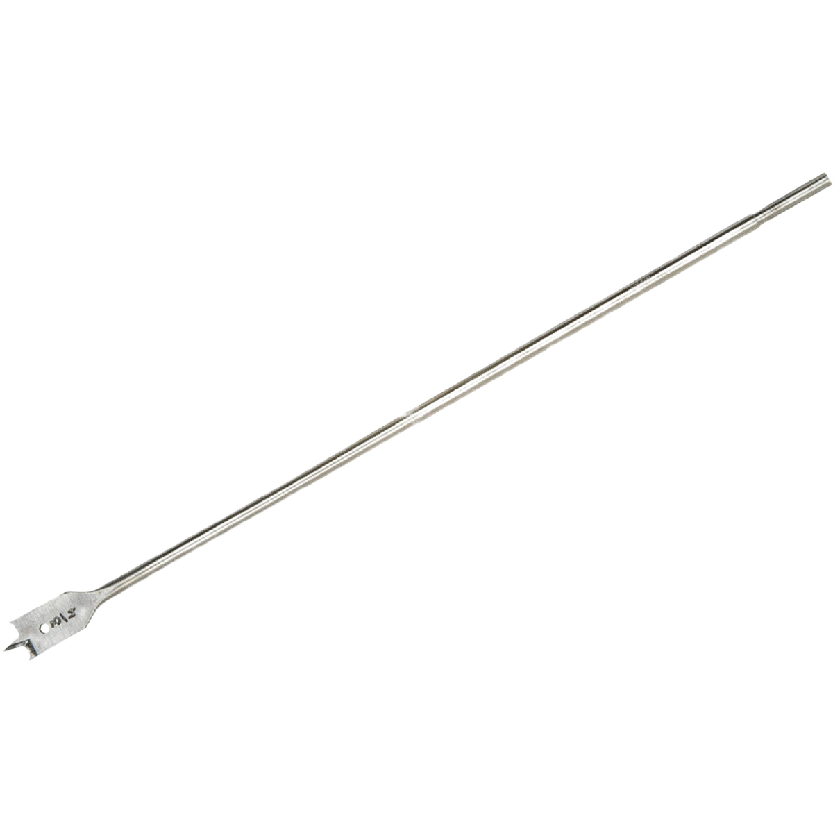 Long metal spade bit with sharp edges for fast drilling in woodworking and power tool accessory collections