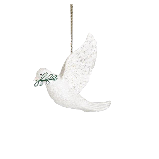 White dove ornament holding olive branch with glitter accents for Christmas Ornaments & Tree Decorations under $50 collection