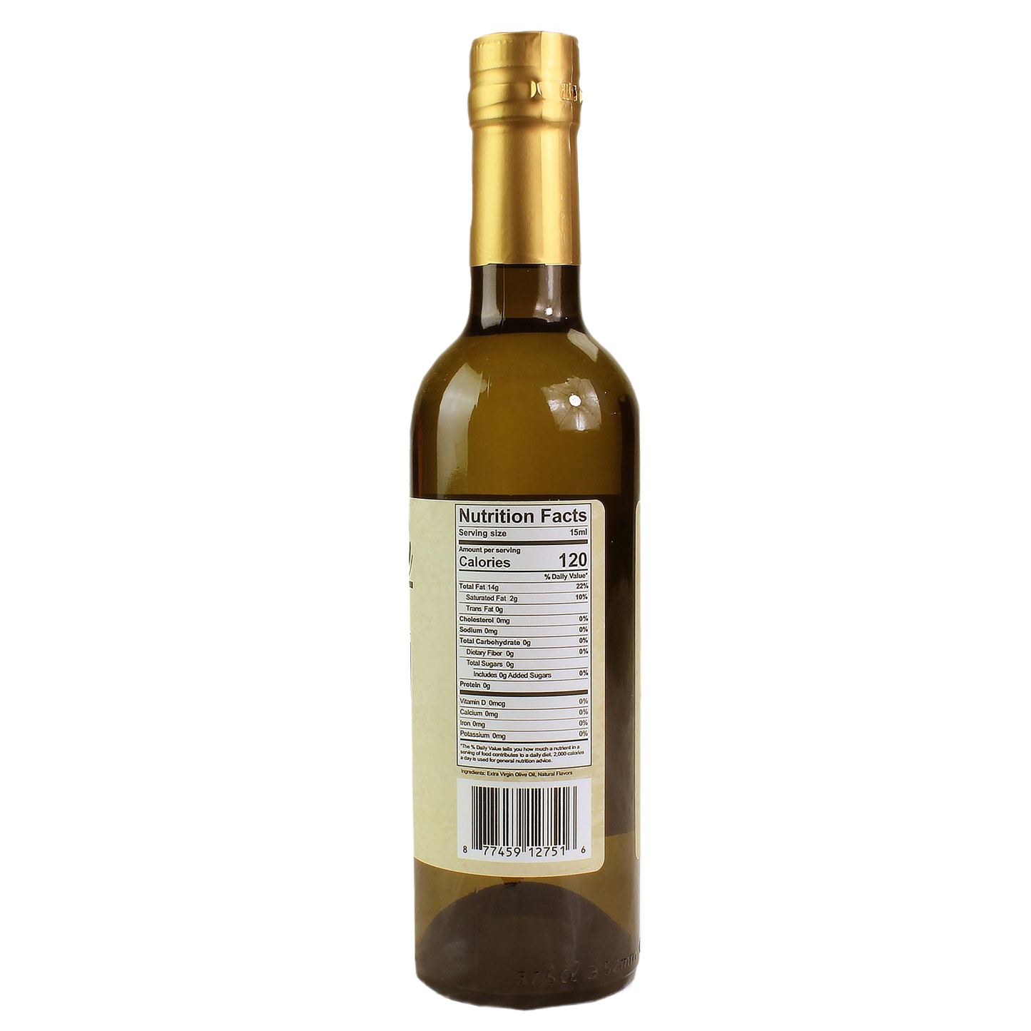 Back view of 12.7 oz Hartville Cucina garlic flavored olive oil bottle in food and beverage collections under $50