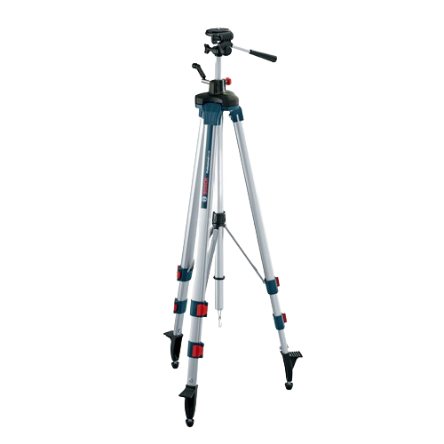 Light aluminum tripod with adjustable legs and mounting head designed for precise leveling in home improvement projects