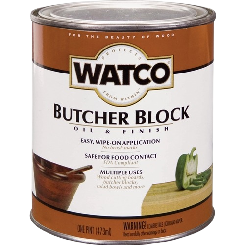 Can of Watco butcher block oil and finish for wood cutting boards and food-safe home improvement projects