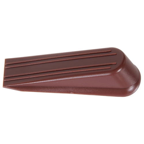 Brown door stop wedge with textured top surface for stable grip in home improvement and hardware use