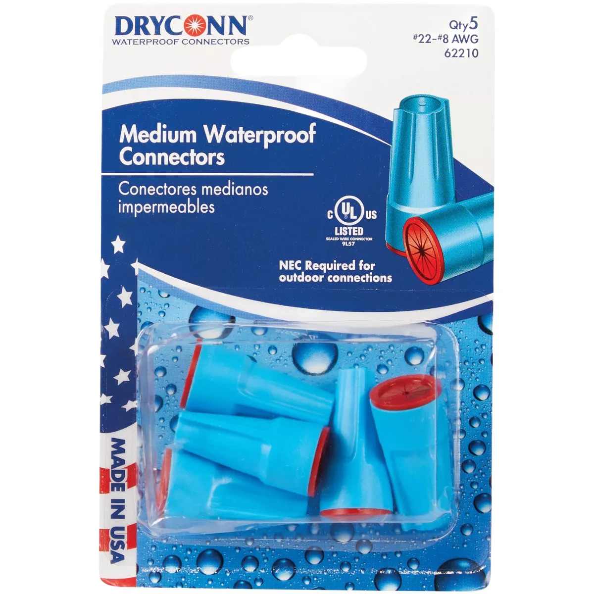 Medium aqua and red waterproof wire connectors 5-pack for outdoor electrical projects under $50 in wire and electrical collections