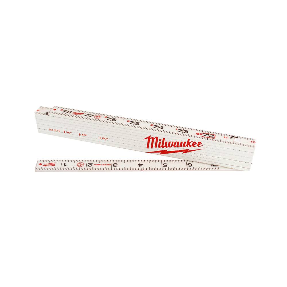 White composite folding rule with heat-stamped markings for durability in woodworking and measuring tools under $50