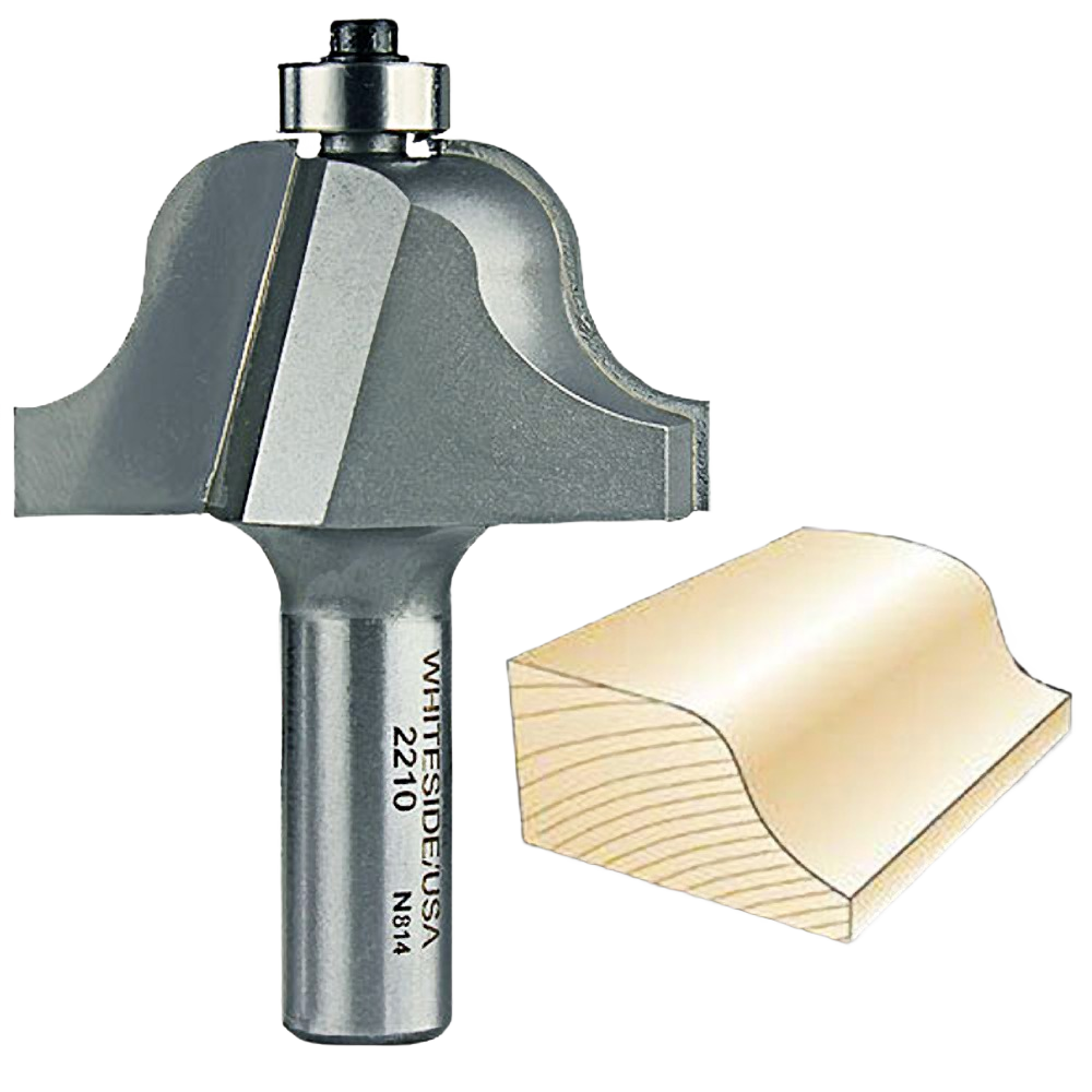 Carbide-tipped Roman ogee router bit with two wings for precise edging in tool accessories and drill bits collections