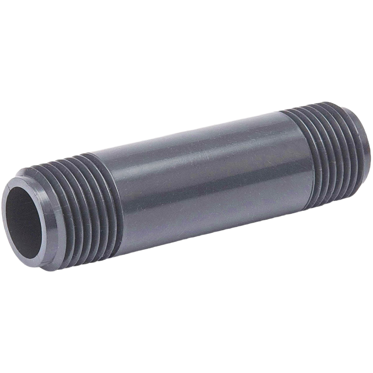Black Schedule 80 PVC threaded nipple pipe for plumbing in pipes and fittings and home improvement collections
