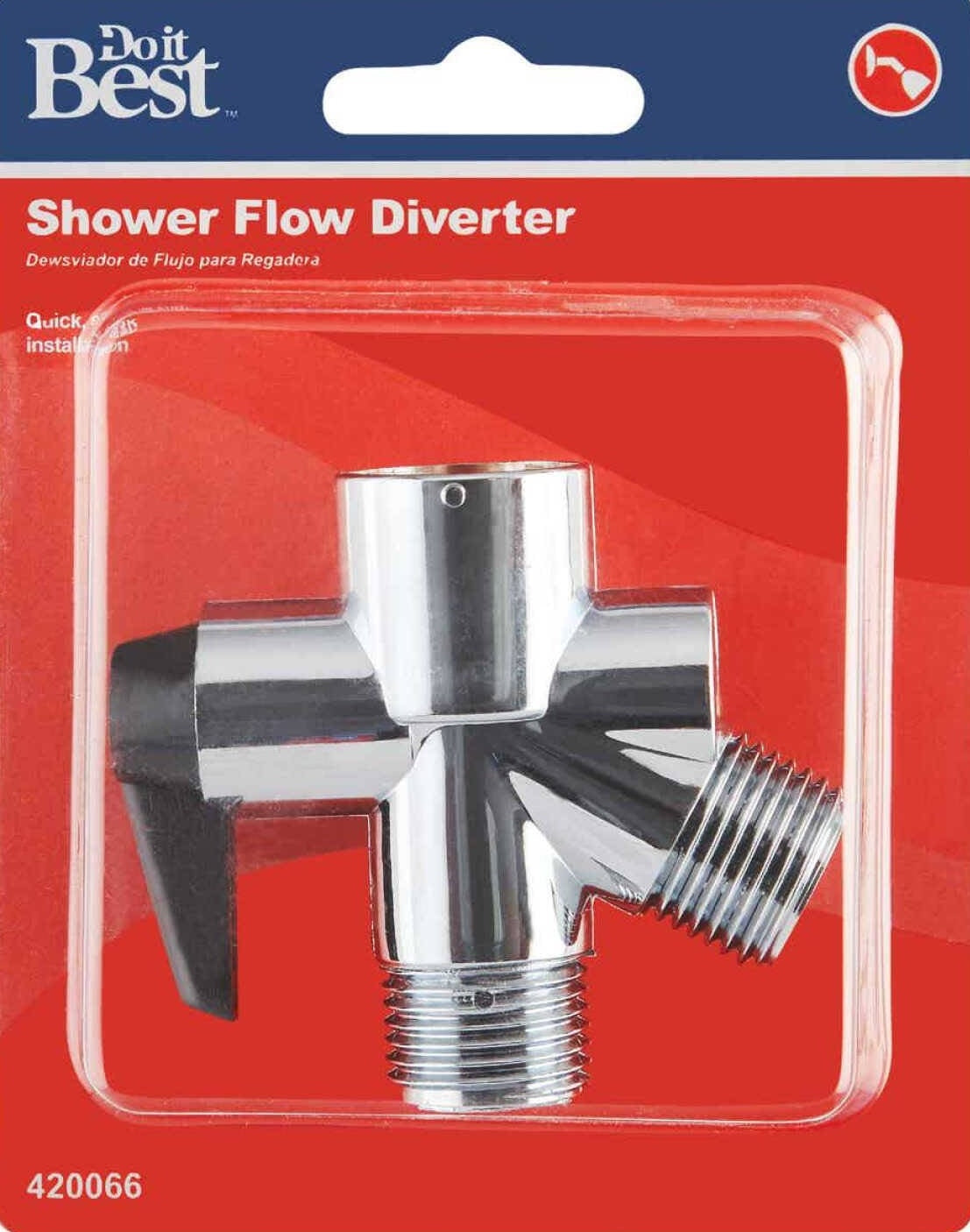 Chrome shower flow diverter valve with black lever for plumbing parts and home improvement under $50 collections