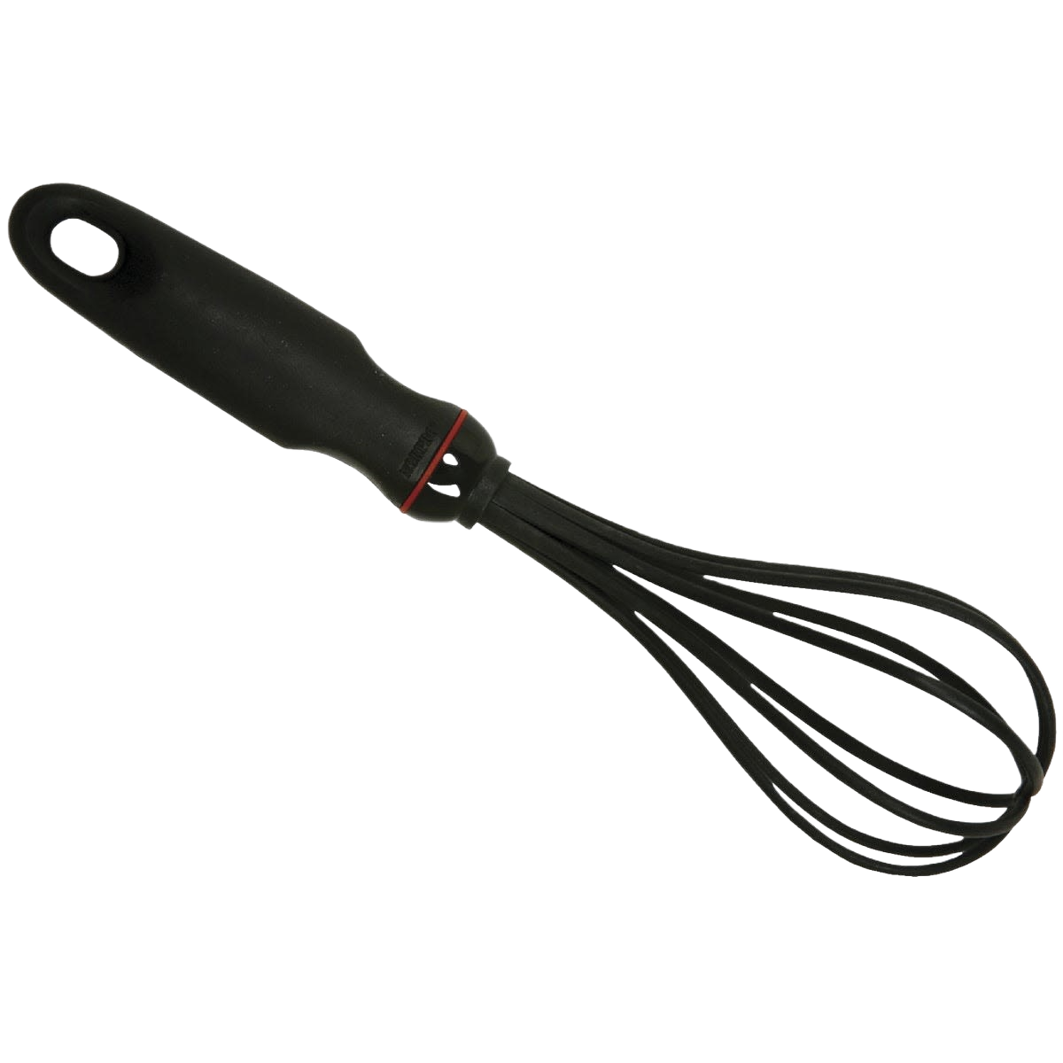 Black nylon whisk with soft santoprene handle designed for nonstick cookware in kitchen gadgets under $50 collection